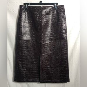 Who What Wear Faux Brown Crocodile Textured Skirt